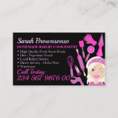 黒い漫画の女性ブロンド髪のベーカリーケーキペストリー 名刺 (正面)