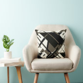黒い濃い茶色の白い対角線の幾何学的抽象芸術 クッション (椅子)