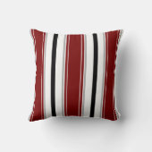 黒い濃い赤い灰色の白い垂直のパターストライプン クッション (裏面)