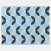 黒い灰色と白い蝶の花びらパターン フリースブランケット (正面(横))