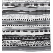 黒い灰色と白の部族模様 シャワーカーテン (正面)