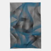 黒い灰色と青の波紋、グラデーション部分 キッチンタオル (縦)