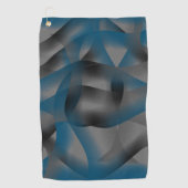 黒い灰色と青の波紋、グラデーション部分 ゴルフタオル (正面)