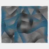 黒い灰色と青の波紋、グラデーション部分 フリースブランケット (正面(横))