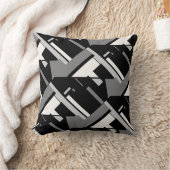 黒い灰色のオフホワイトタイル対角線抽象芸術アート クッション (ブランケット)