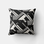 黒い灰色のオフホワイトタイル対角線抽象芸術アート クッション (裏面)
