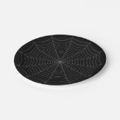 黒い灰色のクモの巣ハロウィンパターン ペーパープレート (アングル)
