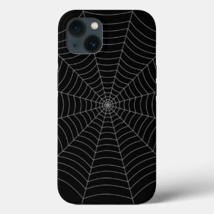 黒い灰色のクモの巣ハロウィンパターン iPhone 13ケース