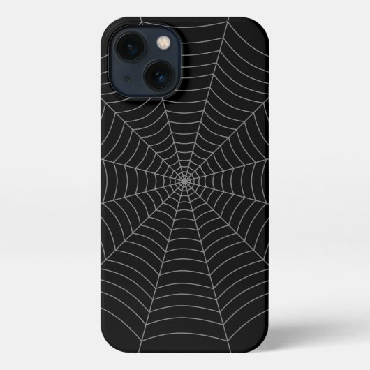 黒い灰色のクモの巣ハロウィンパターン iPhoneケース (裏面)