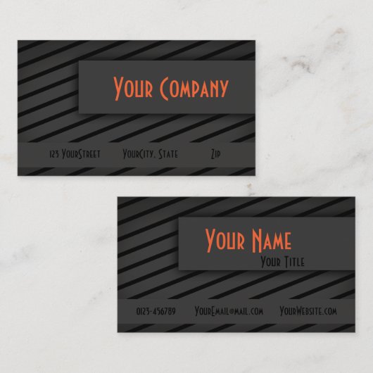 黒い灰色のストライプのモダンなトレンディー-名刺 名刺 (正面/裏面)