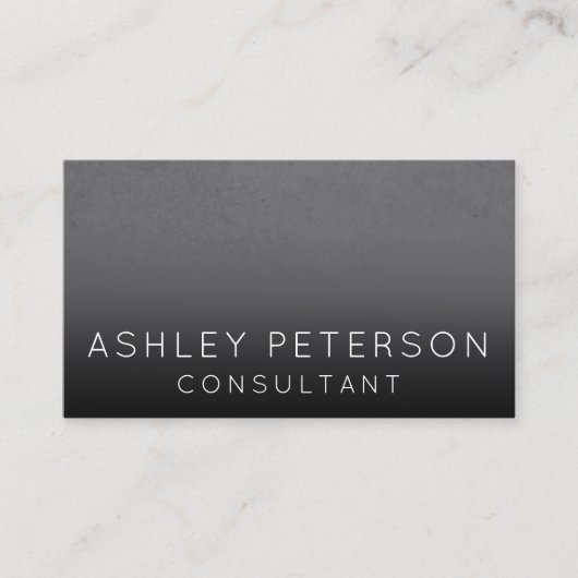 黒い灰色のセメントのグラデーションでミニマルなタイポグラフィ 名刺 (正面)