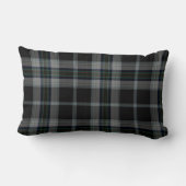 黒い灰色のタータンチェック格子縞 ランバークッション (裏面)
