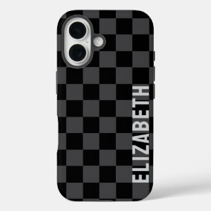 黒い灰色のチェッモノトーンのカーボード iPhone 16ケース