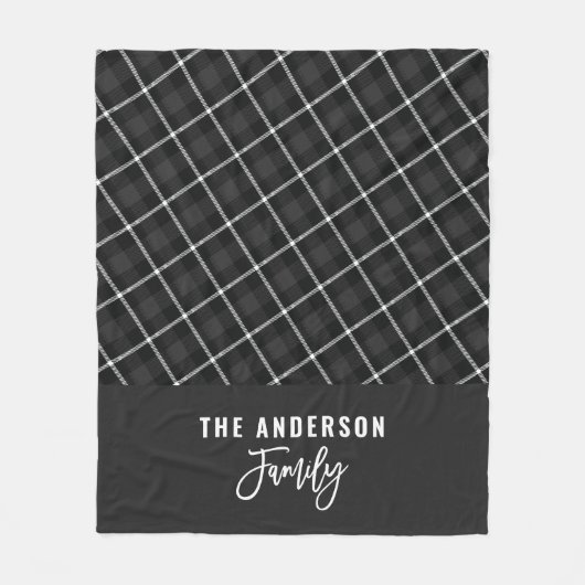 黒い灰色のモダン素朴ミニマルな秋の冬 フリースブランケット (正面)