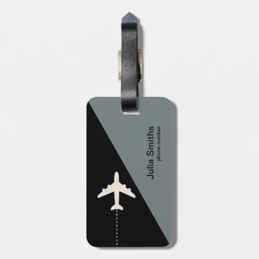 黒い灰色のモノグラム飛行機旅行を区別する ラゲッジタグ (裏面縦)
