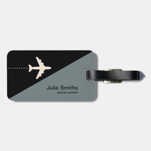黒い灰色のモノグラム飛行機旅行を区別する ラゲッジタグ (裏面横)