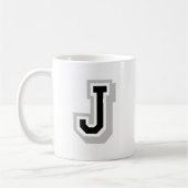 黒い灰色の手紙J コーヒーマグカップ (左)