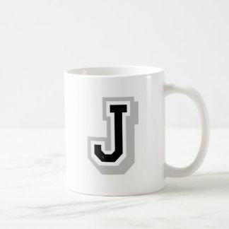 黒い灰色の手紙J コーヒーマグカップ