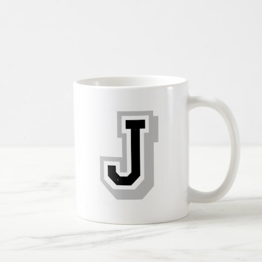 黒い灰色の手紙J コーヒーマグカップ (右)