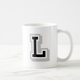 黒い灰色の手紙L コーヒーマグカップ