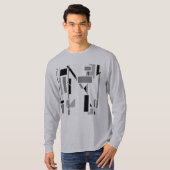 黒い灰色の抽象芸術電極(幾何南西) Tシャツ (正面フル)