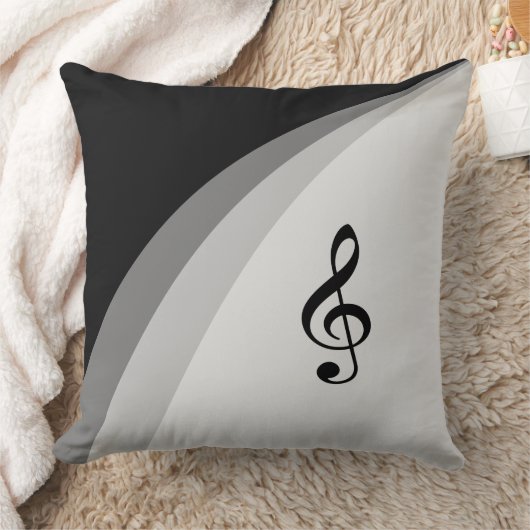 黒い灰色の波線とミュージカル高音クレフ、 音符記号 クッション (ブランケット)