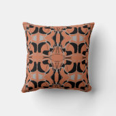 黒い灰色の燃えたオレンジ色の大きなタイルパターン クッション (裏面)