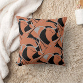 黒い灰色の燃えたオレンジ色の渦巻く大きなタイル クッション (ブランケット)