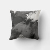 黒い灰色の白い抽象芸術モダン線 クッション (裏面)