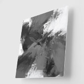 黒い灰色の白い抽象芸術モダン線 スクエア壁時計 (傾斜)