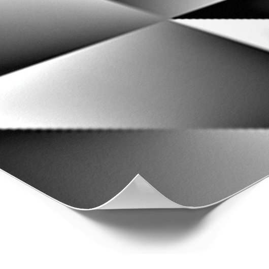 黒い灰色の白グラデーション正方形の三角形アート ポスター (角)