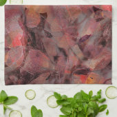 黒い灰色の粒状の背景に赤い色合いの汚れ キッチンタオル (折り畳み)