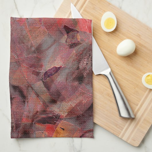 黒い灰色の粒状の背景に赤い色合いの汚れ キッチンタオル (四つ折り)