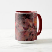 黒い灰色の粒状の背景に赤い色合いの汚れ マグカップ (正面右)