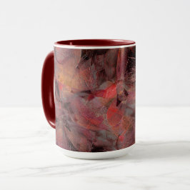 黒い灰色の粒状の背景に赤い色合いの汚れ マグカップ