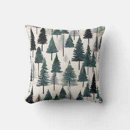 黒い灰色の緑の素朴冬のクリスマスツリー クッション