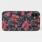 黒い灰色の背景に赤い花。 Case-Mate iPhoneケース (裏面(横))