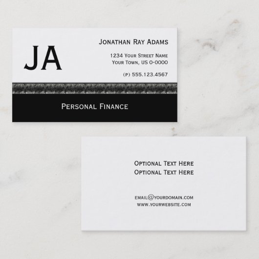 黒い灰色の花こう岩との男らしい黒 名刺 (正面/裏面)