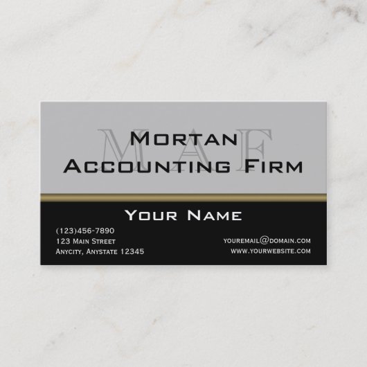 黒い灰色の金ゴールドの名刺のモノグラムの優雅 名刺 (正面)