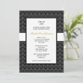 黒い灰色の（紋章の）フラ・ダ・リのボーダーフォーマルな卒業 招待状 (スタンド正面)