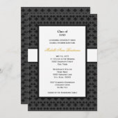 黒い灰色の（紋章の）フラ・ダ・リのボーダーフォーマルな卒業 招待状 (正面/裏面)
