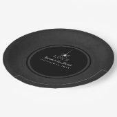 黒い灰色及び白いハロウィンのくも愛結婚式 ペーパープレート (アングル)