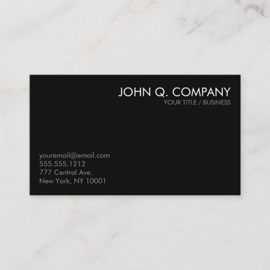 黒い灰色白のミニマルな基本的な名刺 名刺 (正面)