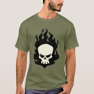 黒い炎のスカルのワイシャツ Tシャツ