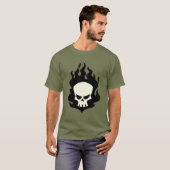 黒い炎のスカルのワイシャツ Tシャツ (正面フル)