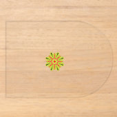 黒い点のある緑と赤の花 アクリル招待状 (正面)