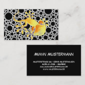 黒い点の微笑のヤモリ + あなたの文字 名刺 (正面/裏面)