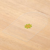 黒い点を持つ緑と赤の花 アクリル招待状 (レイダウン)