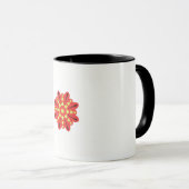 黒い点を持つ赤と黄色の花 マグカップ (正面右)