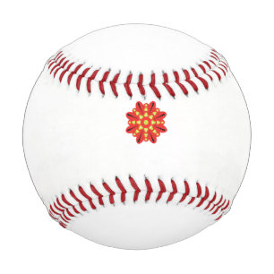 黒い点を持つ赤と黄色の花 野球ボール